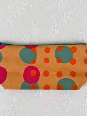 Studio Helleaalto Finnish Canvas Zipper Pouch — Ochre Dot Print